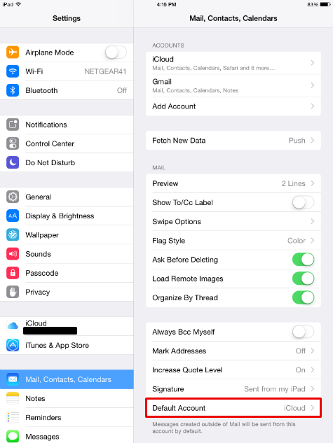 How do i reset my email on my ipad